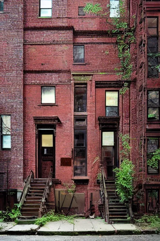 Prompt: (((((a ramshackle manhattan brick brownstone deep in the forest))))) by Andy Walsh!!!!!!!!!!!!!!!!!!!!!!!!!!!