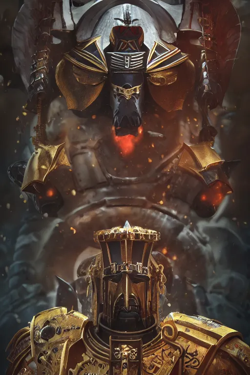 Image similar to queen portrait heros warhammer 4 0 k horus heresy fanart - the primarchs emperor by johannes helgeson animated with vfx concept artist & illustrator global illumination ray tracing hdr fanart arstation zbrush central hardmesh 8 k octane renderer comics stylized