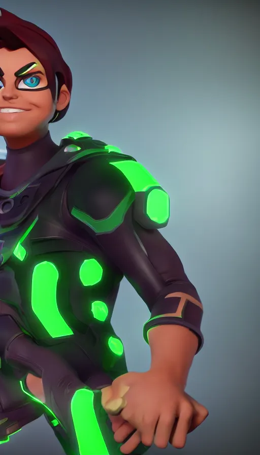 Image similar to :a portrait of Ben 10+UNREAL ENGINE 5+4K UHD IMAGE+Stunning LIGHTING+Stunning SHADERS+SUBSTANCE PAINTER