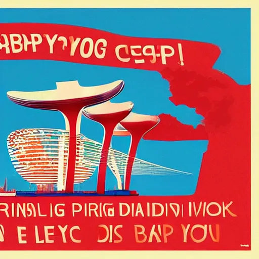 Prompt: A Singaporean propaganda poster designed by El Lissitkzky