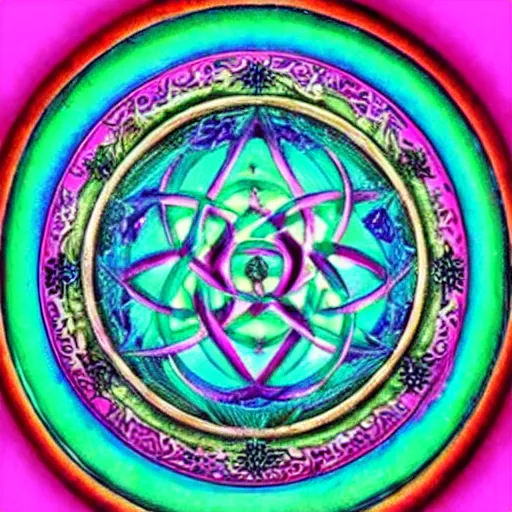 Prompt: initiation : on the seat - of - the - soul chakra ; gifts of the holy spirit : gift of prophecy and the working of miracles ; vibration : violet, purple, pink, aqua, teal ; quality : freedom, alchemy, justice, diplomacy, transmutation
