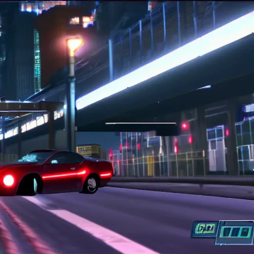 Image similar to chase camera gameplay footage of need for speed underground 2 in bayview at night