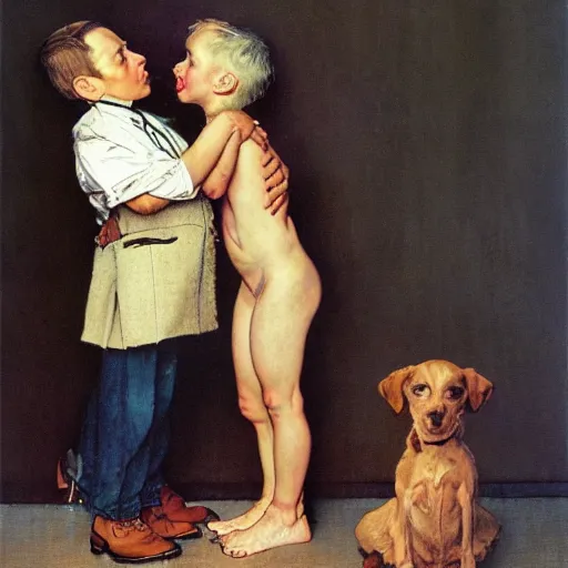 Prompt: a sordid affair, by norman rockwell