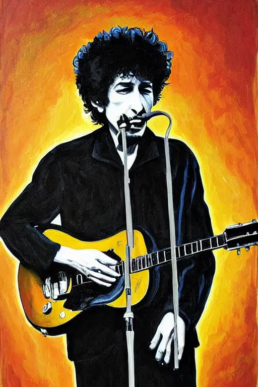 Prompt: Poster artwork, painting of Bob Dylan by Bob Dylan