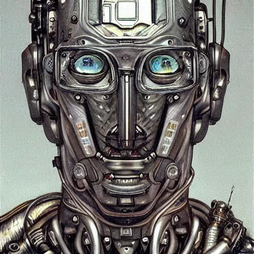 Prompt: portrait of a cyberpunk character, ( ( ( art by lucian freud ) ) ), cybernetic implant, more human than robot, award winning, masterpiece, intricate, dramatic light, detailed face, highly detailed, asymmetrical, dark