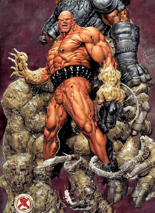 Prompt: full body and head single character portrait of martyn ford as marvel's the thing, dynamic action, painted by norman rockwell and phil hale and greg staples and tom lovell and frank schoonover and jack kirby