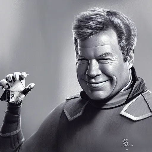 Image similar to young william shatner as captain kirk Funny cartoonish by Gediminas Pranckevicius H 704 and mort drucker Tomasz Alen Kopera, masterpiece, trending on artstation