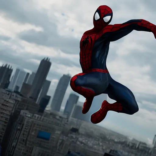 Image similar to a single venom and spider - man hybrid, dslr, cinematic, volumetric lighting, 8 k resolution, photorealistic