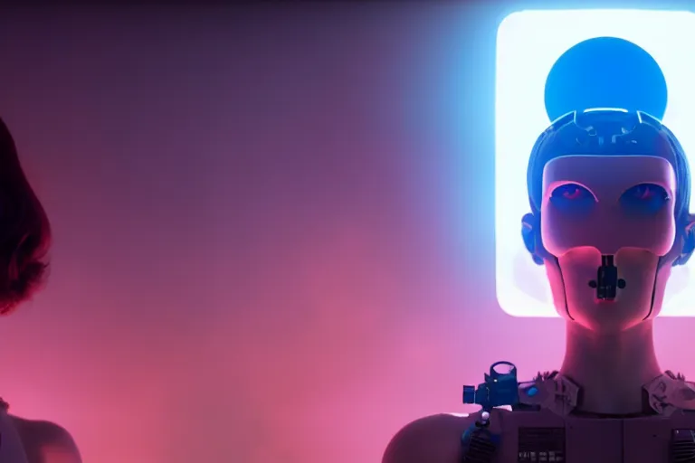 Image similar to vfx film, love death and robots, flat color profile low - key lighting award winning photography arri alexa cinematography, hyper real photorealistic cinematic, atmospheric cool colorgrade