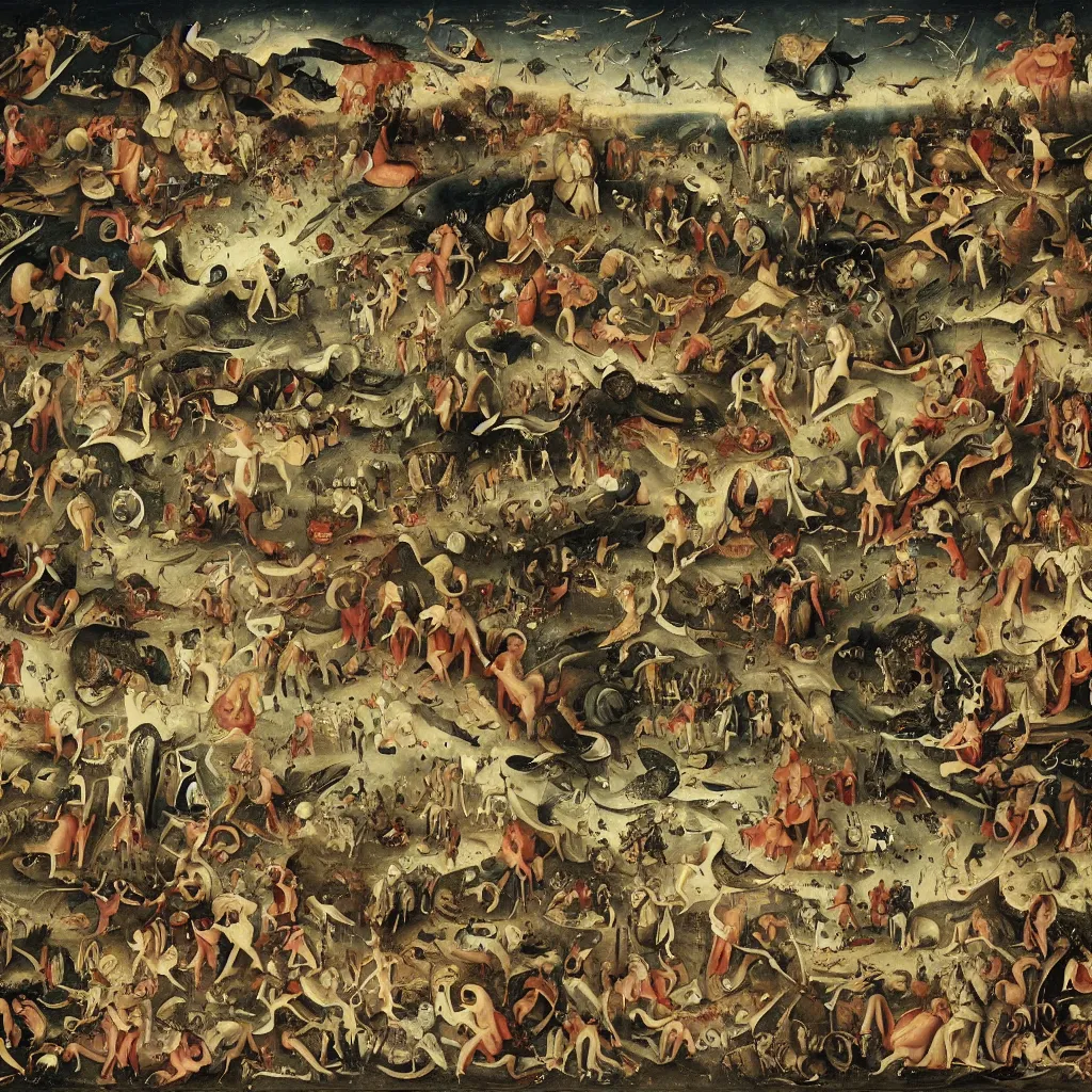 Image similar to war in heaven by heirnonymus Bosch