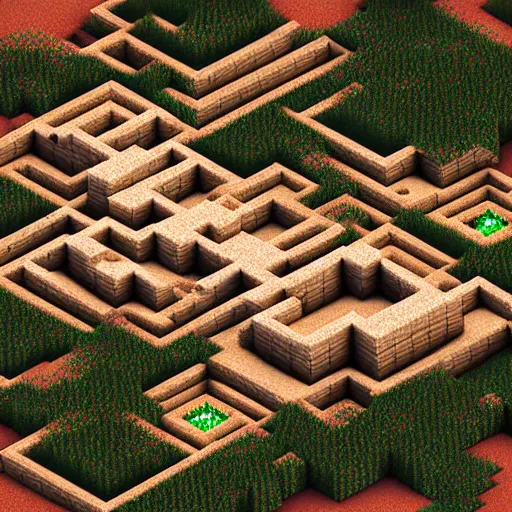 Image similar to a minecraft village in a desert biome. 3 5 mm studio photograph by artem demura.