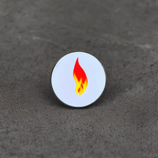 Image similar to a photo of a retro 1 9 7 0 s minimalistic clean fire flames warning label enamel pin, cinematic lighting, behance