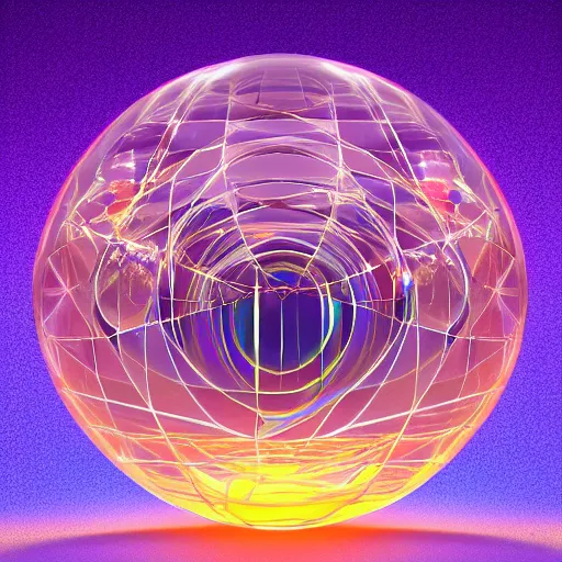 Image similar to psychonautist in a crystal sphere, digital art, award winning, volumetric lighting