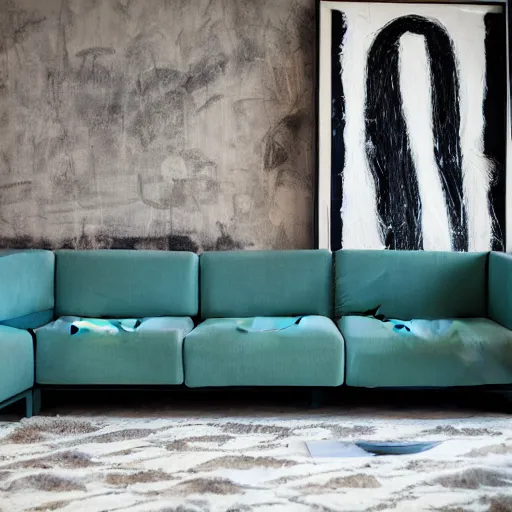 Image similar to A modern couch designed by Basquiat Realistic Photo, Advertising photography