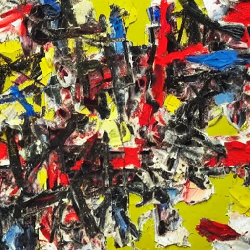 Prompt: painting by riopelle