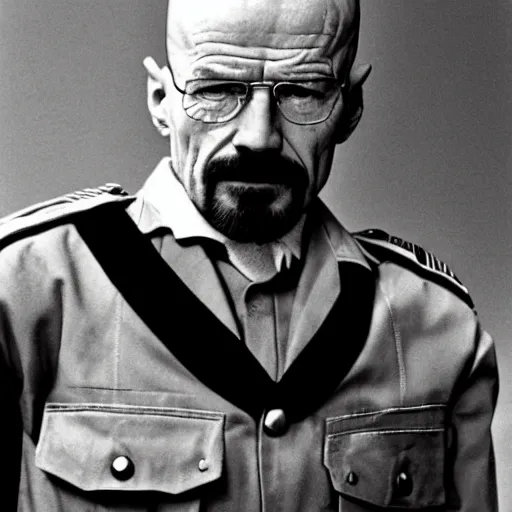 Prompt: Walter White as an SS officer during WWII, 1940s, epic detail, sharp focus, serious, dramatic,