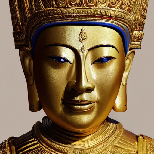 Image similar to sculpture of king ramkhamhaeng, king of sukothai, made by michelangelo, art station, concept art