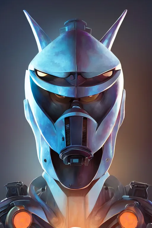 Image similar to epic mask helmet robot ninja portrait stylized as fornite style game design fanart by concept artist gervasio canda, behance hd by jesper ejsing, by rhads, makoto shinkai and lois van baarle, ilya kuvshinov, rossdraws global illumination radiating a glowing aura global illumination ray tracing hdr render in unreal engine 5