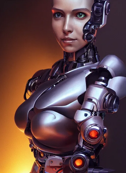 Prompt: ultra realistic full shot of a cyborg woman with mechanical arms, cyberpunk, sci - fi, fantasy, kodak, colour led, soft light, volumetric lighting, night, intricate, elegant, highly detailed, digital painting, artstation, concept art, smooth, sharp focus, illustration, art by artgerm and greg rutkowski and alphonse mucha