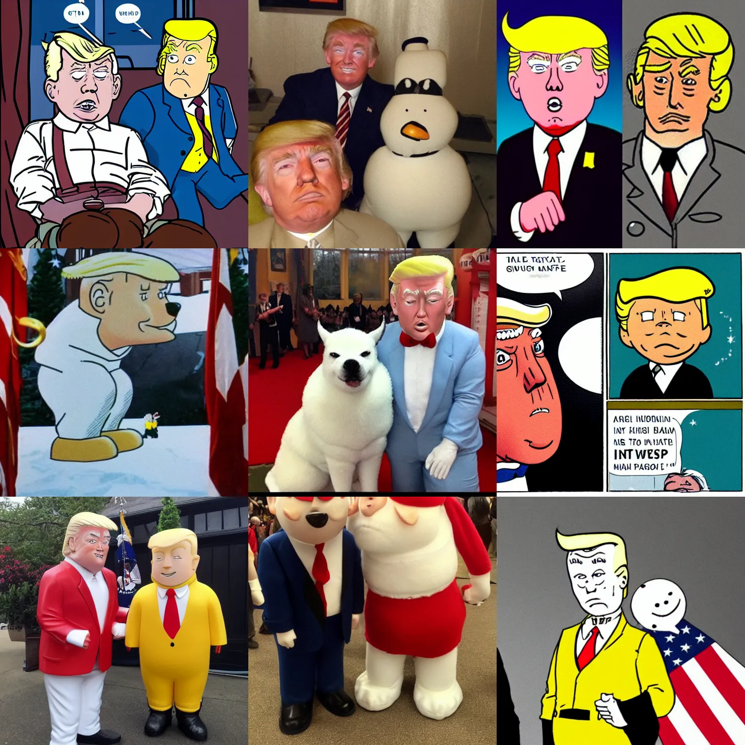 Image similar to Snowy and Tintin as Donald Trump