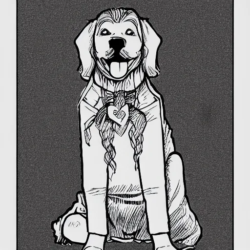 Prompt: Illustration of a dog girl