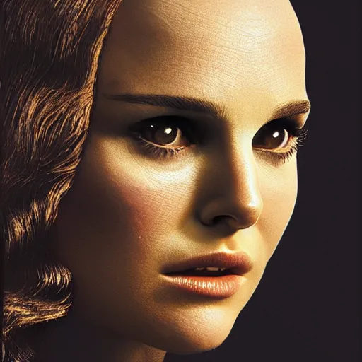 Image similar to Natalie Portman in Star Trek, ¾ view, (EOS 5DS R, ISO100, f/8, 1/125, 84mm, postprocessed, crisp face, facial features)