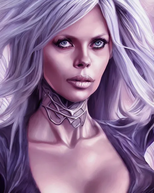Prompt: Britt Ekland as Storm, fantasy art, in the style of artgerm, illustration, epic, fantasy, intricate, hyper detailed, artstation, concept art, smooth, sharp focus, ray tracing, vibrant, photorealistic
