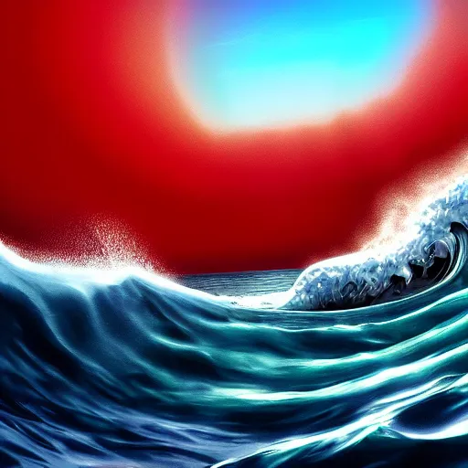 Image similar to an ocean wave with a screaming mouth, realistic, cinematic, digital art, trending on artstation