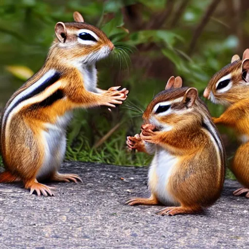 Prompt: two chipmunks fighting over a morsel of food