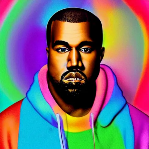 Image similar to a portrait of kanye west in the style of lisa frank,