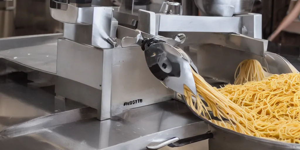 Prompt: professional pasta machine used by a muppet