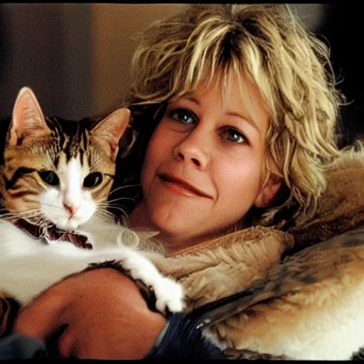 Prompt: Meg Ryan is a lazy creepy cat