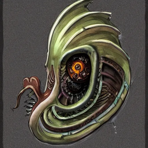 Prompt: A photo-realistic sketch of a bio-punk Nautilus, flesh-punk.