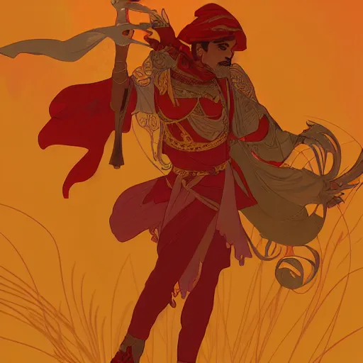 Prompt: an ultra detailed vector image of mario dressed as the prince of persia, concept art by alphonse mucha and greg rutkowski, bright red desert sands, bright yellow and red sun, octane render, liminal space