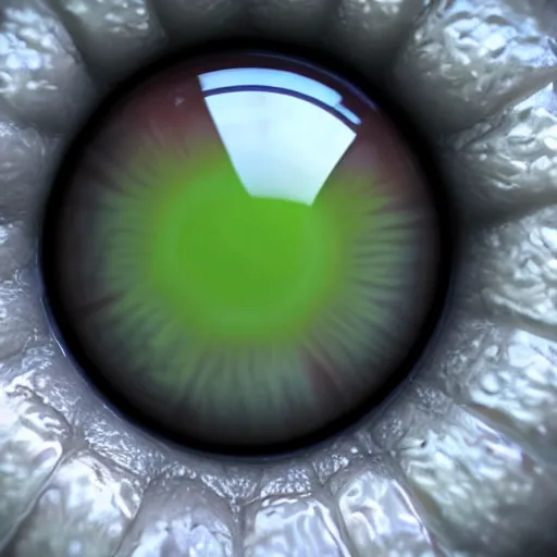 Image similar to human eye inside mouth, extreme closeup, macro shot, hyperrealistic, extreme detail, ray tracing, octane render