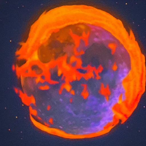 Prompt: the Moon is on fire