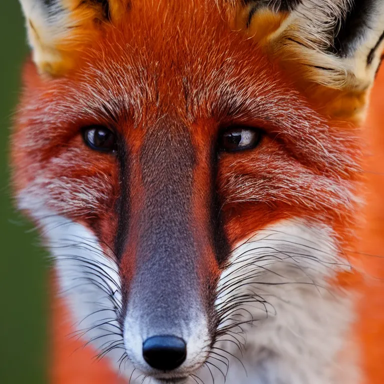Image similar to close-up photograph of a fox, incredibly detailed, fluffy fur, very beautiful, studio lighting, 50mm lens