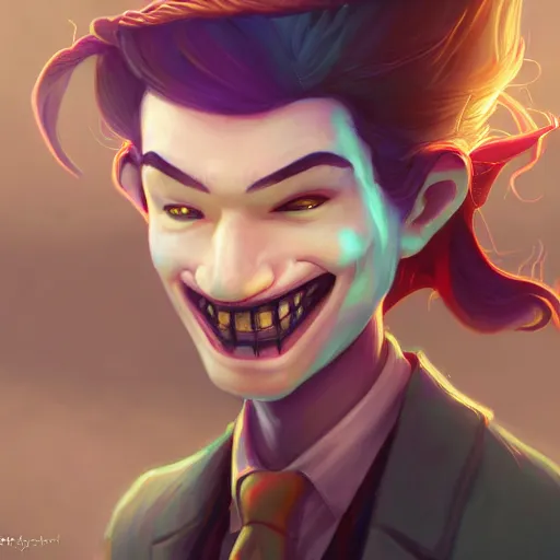 Image similar to a portrait of a cinematic still of the happy mask salesman, twilight princess, art by lois van baarle and loish and ross tran and rossdraws and sam yang and samdoesarts and artgerm and saruei and disney, digital art, highly detailed, intricate, sharp focus, trending on artstation hq, deviantart, unreal engine 5, 4 k uhd image