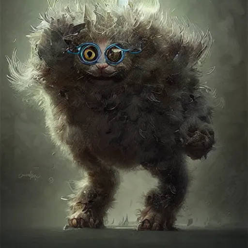 Prompt: a cute fluffy monster hybrid with 4 eyes, and 4 arms, adorable, cute, digital art, by greg rutkowski, wlop, intricate details, hyper detailed,