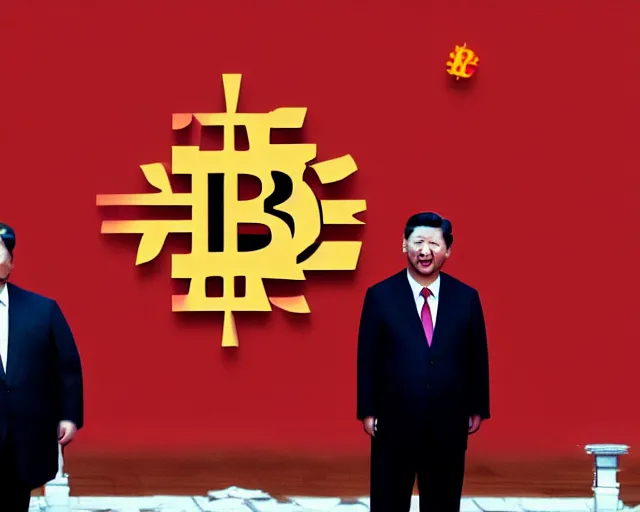 Prompt: xi jinping screaming having a tantrum over bitcoin, dramatic lighting