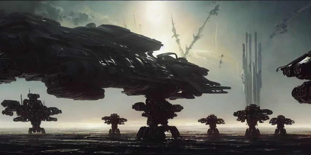 Prompt: hyper realistic sci - fi matte concept art painting of epic cinematic battle between a variety of mechwarriors fighting on mercury with solar panels in background, brightly lit!, beautiful details, strong composition painted by kim jung guweta studio rutkowski, james gurney and greg rutkowski, and lucasfilm, smooth, intricate, detailed, sharp focus, cinematic