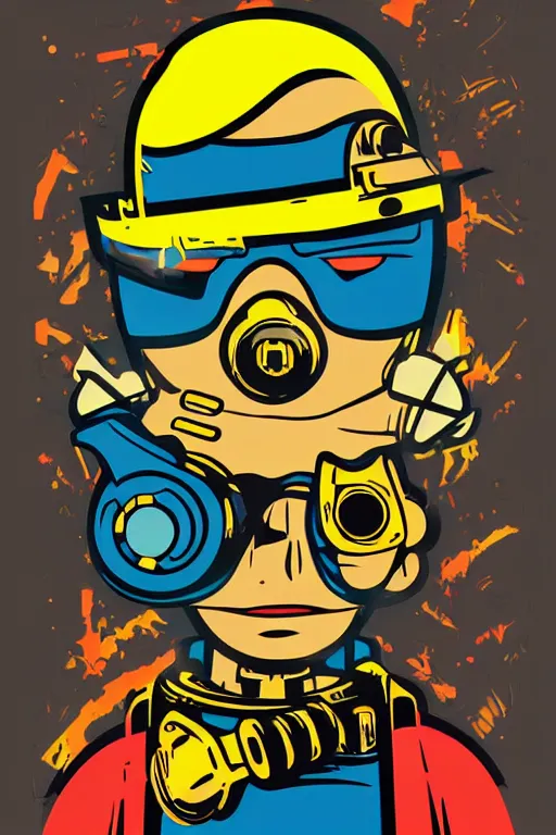 Image similar to fallout 7 6 retro futurist illustration art by butcher billy, sticker, colorful, illustration, highly detailed, simple, smooth and clean vector curves, no jagged lines, vector art, smooth andy warhol style