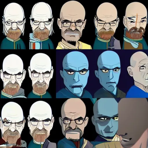 Image similar to Walter White as avatar Aang from avatar the last airbender, in the style of Avatar the Last Airbender