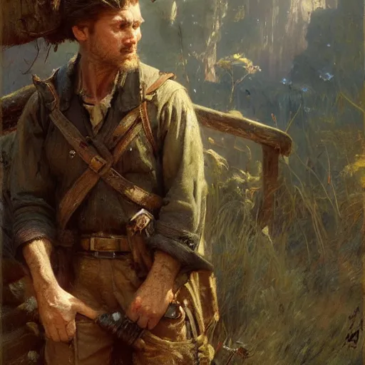 Image similar to detailed cinematic wide shot of short man with recessed chin chantalt tilt weak jawline and bug eyes dirty round face poor clothes smooth, highly detailed sharp focus, photorealistic, ultra realistic, spring light, painting by gaston bussiere, craig mullins, j. c. leyendecker