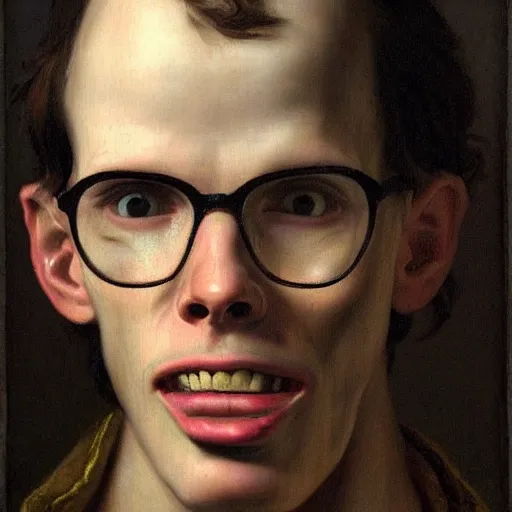 Image similar to A 17th century Baroque Painting of iDubbbz, grainy, realistic, hyperrealistic, very realistic, very very realistic, highly detailed, very detailed, extremely detailed, detailed, digital art, trending on artstation, detailed face, very detailed face, very detailed face, realism, HD Quality, 8k resolution, intricate details, body and head in frame, painting, oil painting, trending on deviantart, Baroque Painting