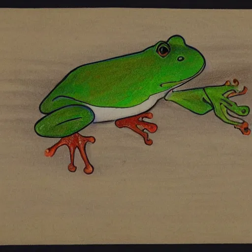 Prompt: drawing of a frog, ito jakuchu