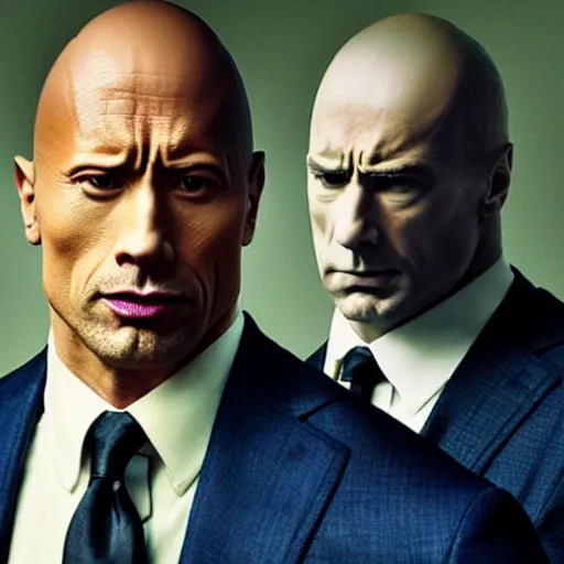 Image similar to A promotional photo of Dwayne Johnson cast as Saul Goodman in Better Call Saul; anatomically accurate; photorealistic, ultra high detail, 8k