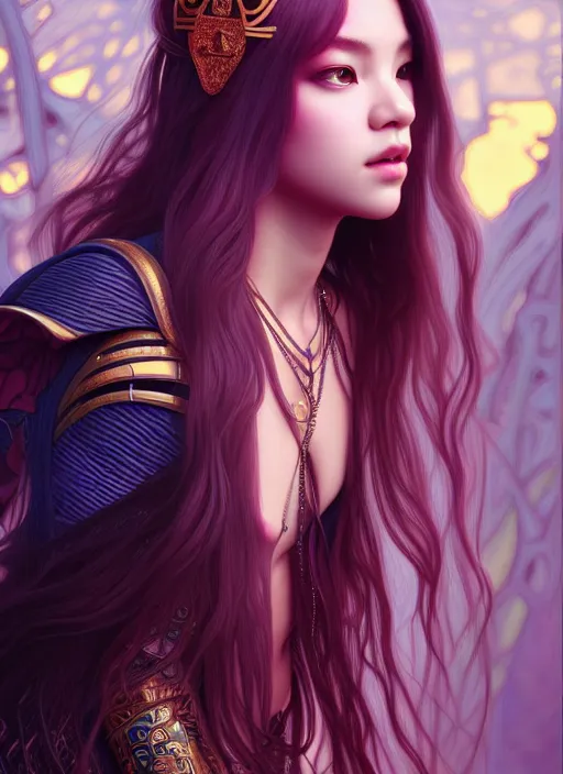 Image similar to jossi of blackpink, king, tarot card, highly detailed, digital painting, smooth, sharp focus, illustration, ultra realistic, unreal engine, 8 k, art by artgerm and alphonse mucha