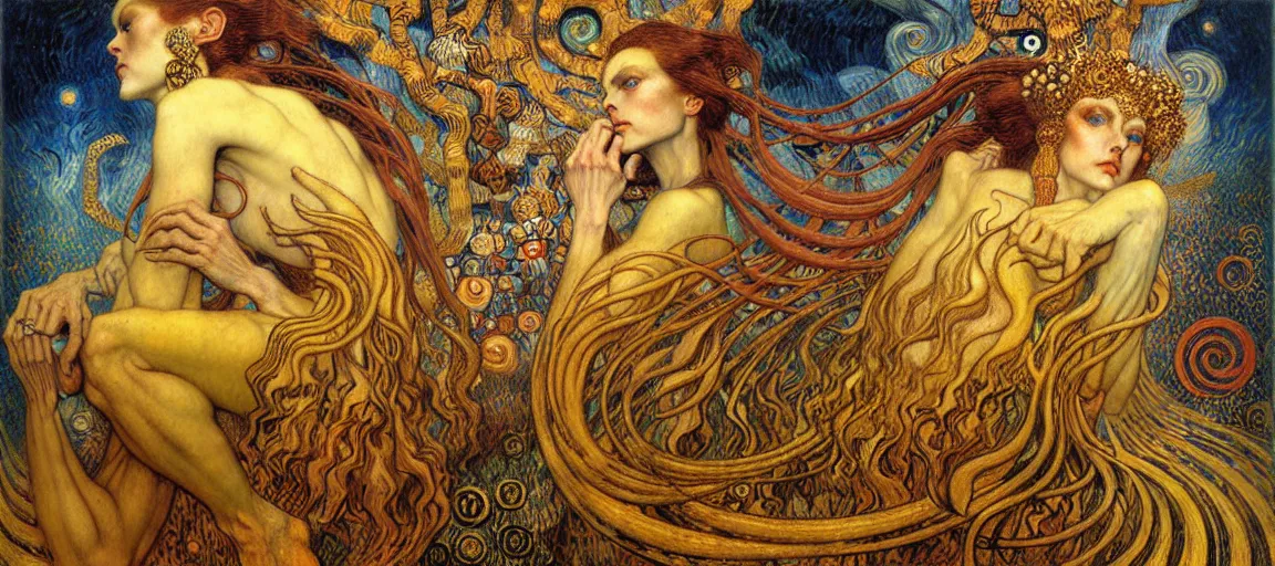 Image similar to Divine Chaos Engine by Karol Bak, Jean Delville, William Blake, Gustav Klimt, and Vincent Van Gogh, symbolist, visionary