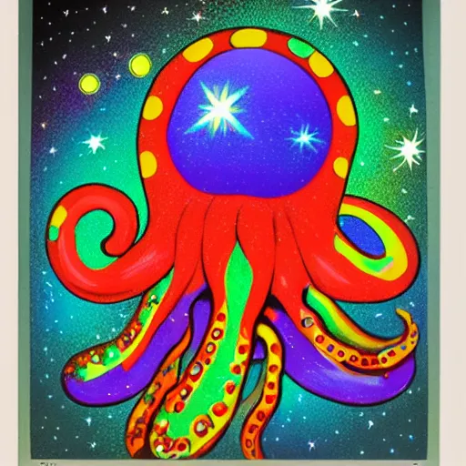 Image similar to rainbow cosmic octopus